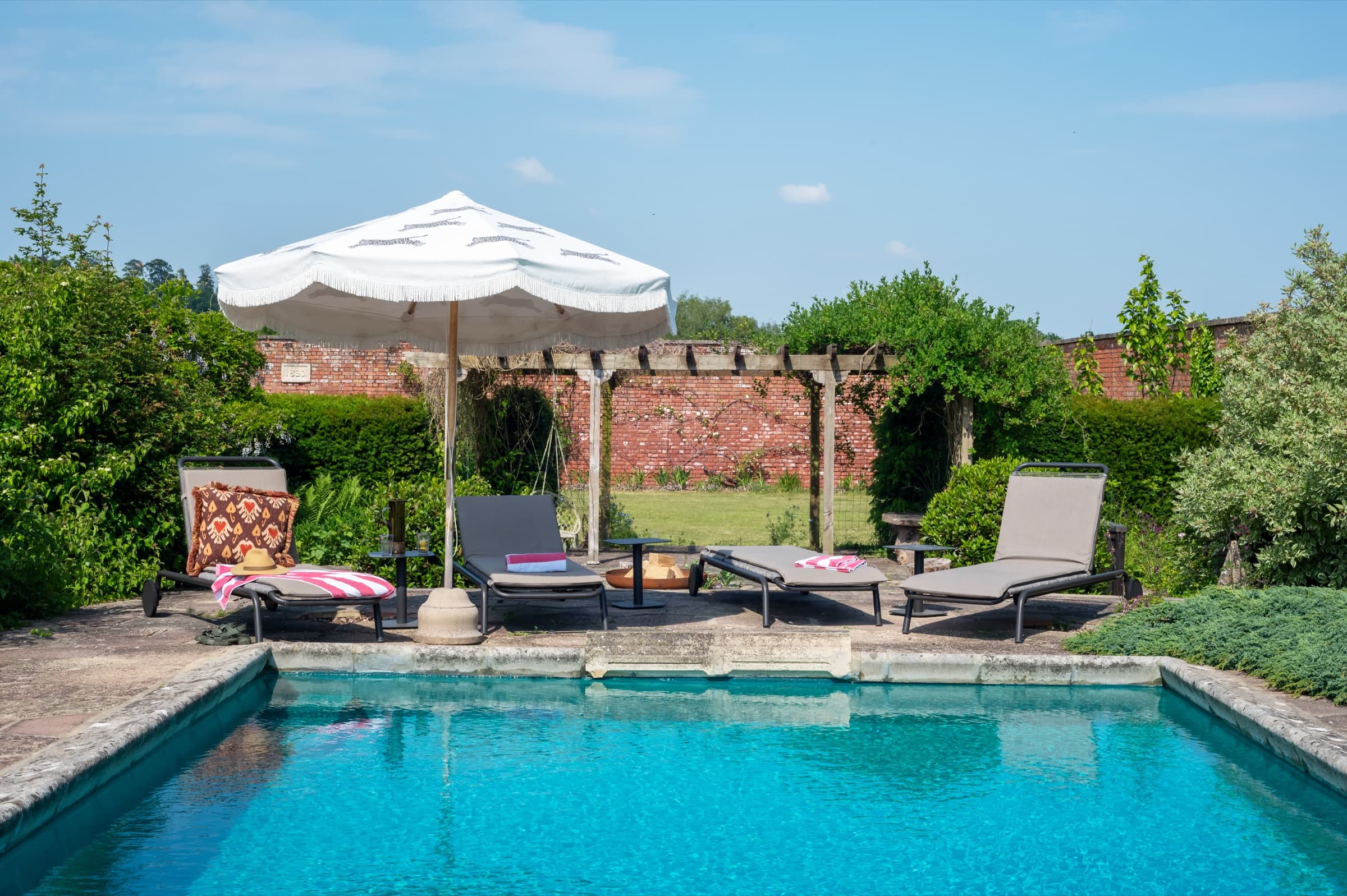 Heated outdoor pool, walled garden