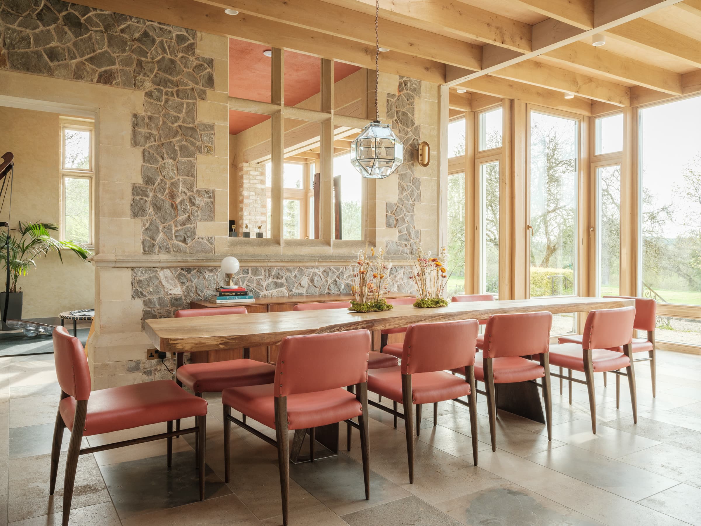 Dining room, long table seats 14