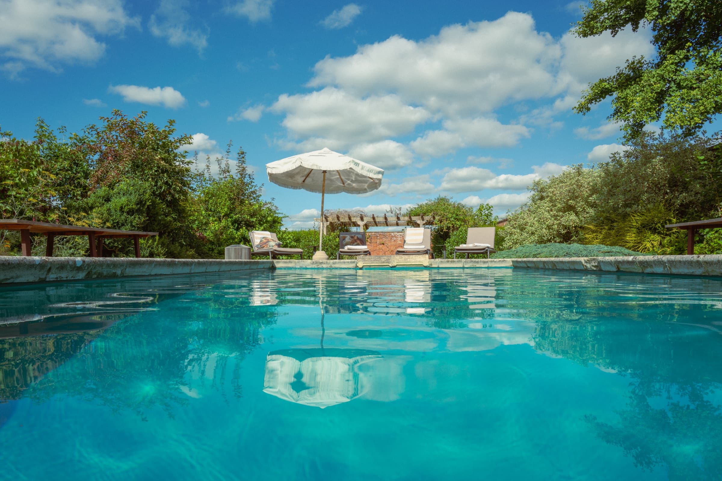 Heated outdoor pool at Somerleaze House, Somerset